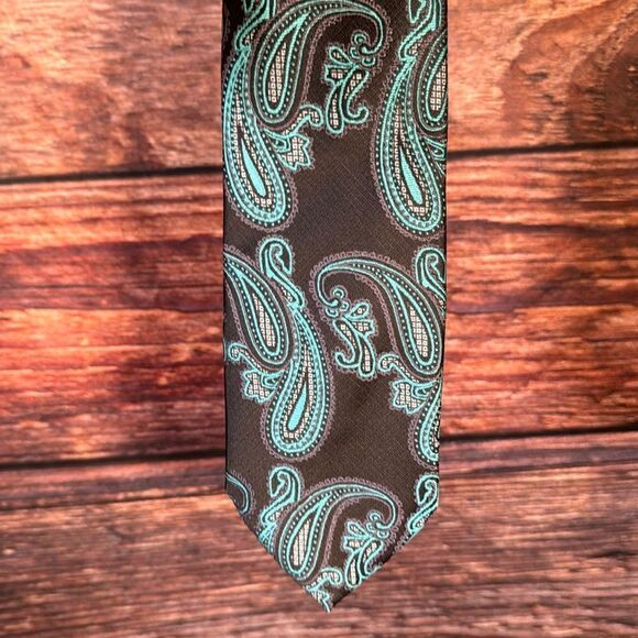 Valerio Garati Black / Teal Paisley Tie - Picture 1 of 5